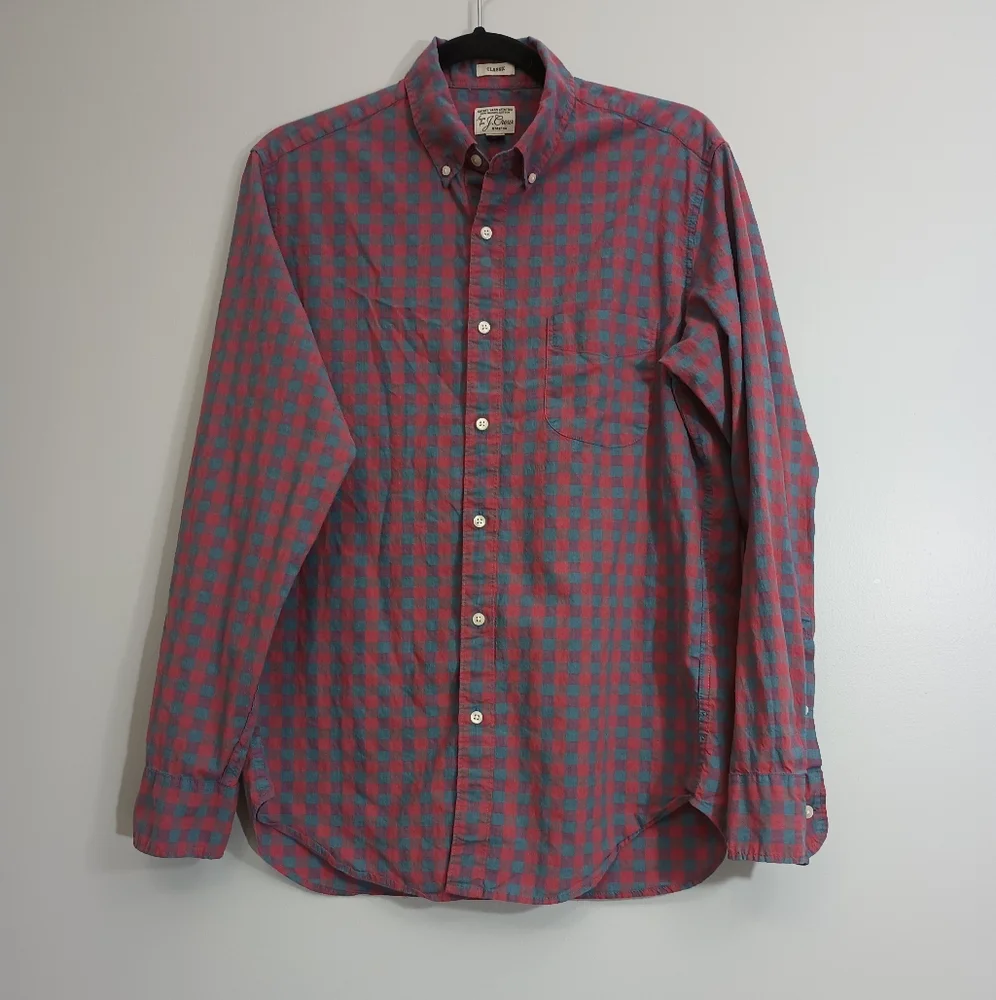 Men's J. Crew Plaid Casual Long‎ Sleeve Shirt M
